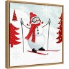16" x 16" Snow Day I Snowman Skiing by Victoria Borges Framed Canvas Wall Art - Amanti Art: Watercolor Sports Decor, Modern Style - 2 of 4