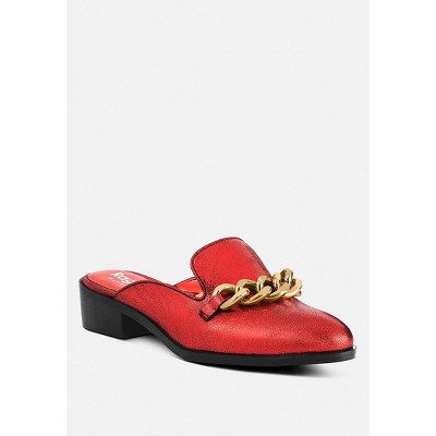 Женские сабо Rag & Co Aksa Chain Embellished Metallic Leather Mules 7 — фото 2