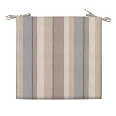 Striped Beige and Gray Outdoor Dining Seat Cushions (2-Pack)