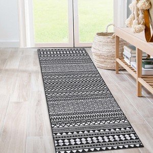Washable Geometric Living Room Rugs, Indoor Farmhouse Non Slip Bedroom Carpet, Large Stain Resistant Dining Room Rugs - 1 of 4