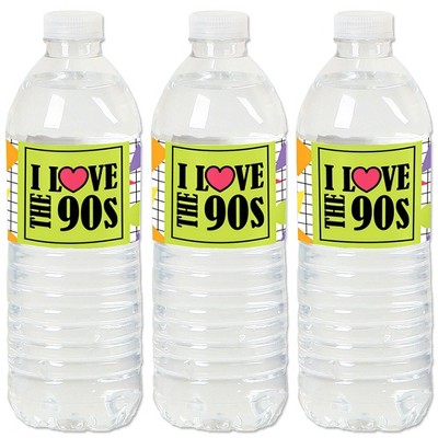 Big Dot of Happiness 90's Throwback - 1990s Party Water Bottle Sticker Labels - Set of 20