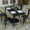 Merrick Lane Indoor/Outdoor Dining Table with Umbrella Hole, 30" x 60" All Weather Poly Resin Top and Steel Base - 3 of 4