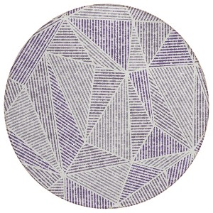 Purple Lilac And Silver Geometric Washable Indoor Outdoor Area Rug - 1 of 4