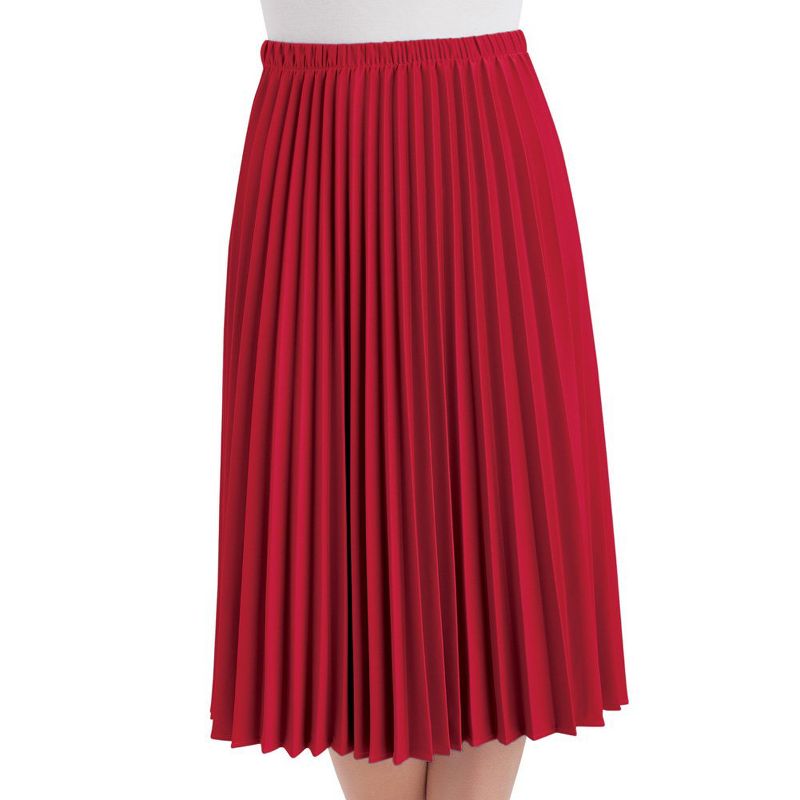 Collections Etc Classic Pleated Mid-Length Jersey Knit Midi Skirt with Comfortable Elastic Waistband, 1 of 4