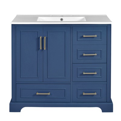 INFURNIC Vanity Tables, Elegant Compact Bathroom Vanity with Ample Storage for Small Spaces and Easy Maintenance, Dark Blue, 18.3"*24"*34.3"