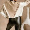 Women's Neutral Colorblock Braided Sweater - Cloud Ten - 2 of 3