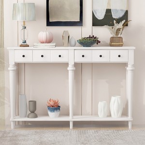 Retro Console Table, with Drawer and Shelves, Versatile Storage Solutions, for Entryway, Living Room and Hallways, Available in Multiple Colors - 1 of 4