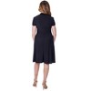 24seven Comfort Apparel Womens Short Sleeve Knee Length V Neck Rouched Wrap Dress - 3 of 4