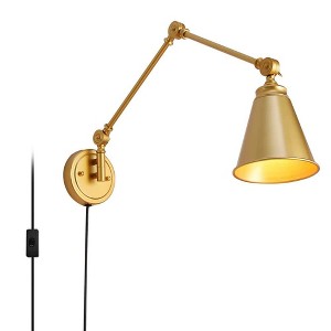 17 in. 1-Light Gold Plug-In Swing Arm Wall Lamp - 1 of 4