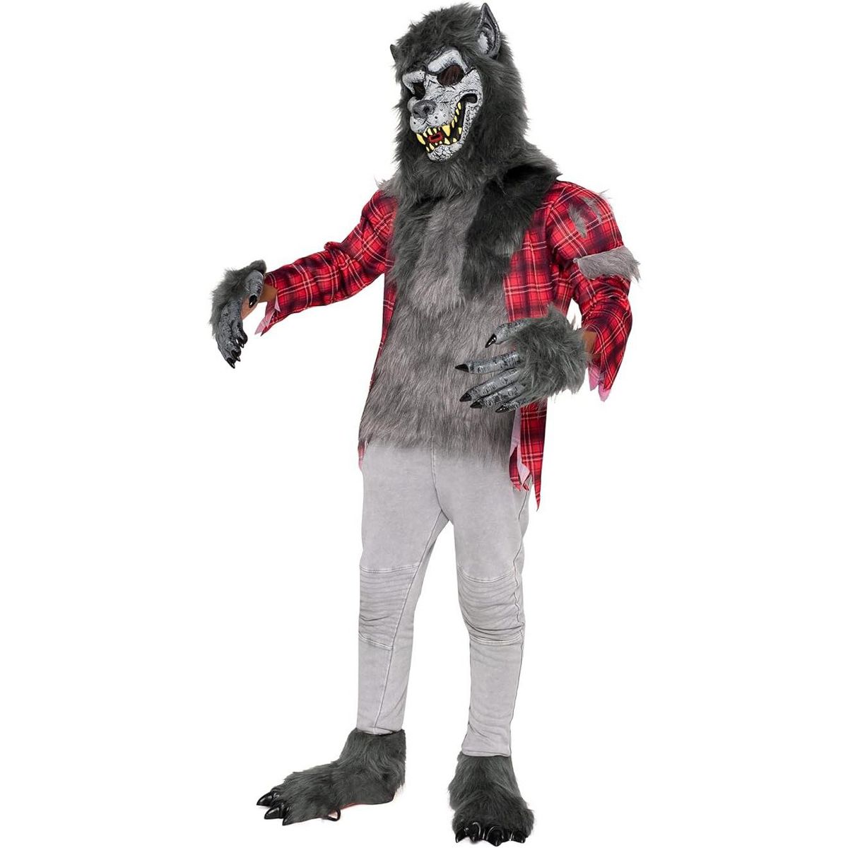 Joyfy Halloween Costume Wolf Suit for Boys, Toddlers wolf costume with Torn Shirt, Mask, Gloves & Claws-Monster Cosplay for Kids Halloween Party - thumbnail 3