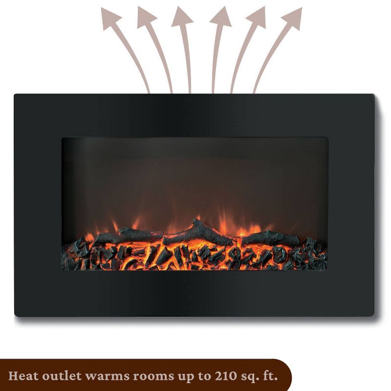 Cambridge CAM30WMEF-2BLK Callisto 30&#34; Wall-Mount Electronic Fireplace with Flat-Panel and Realistic Logs, 6 of 8