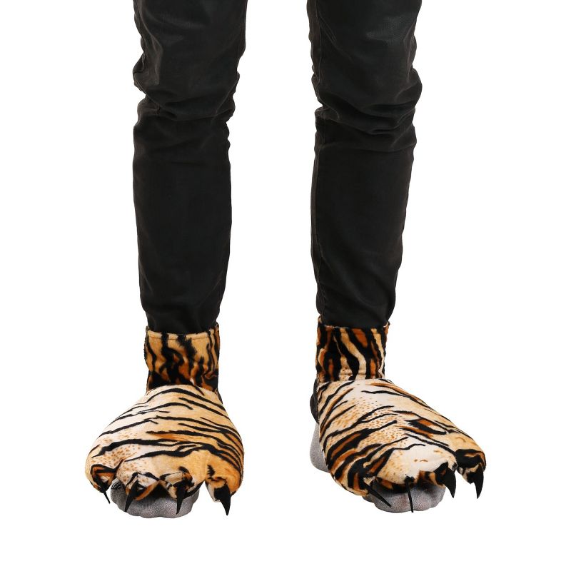 HalloweenCostumes.com One Size Fits Most  Tiger Paw Shoe Covers, Black/Brown/Brown, 1 of 4