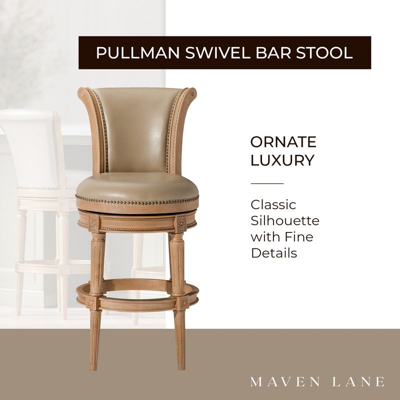 Maven Lane Pullman Upholstered Kitchen Stool with Vegan Leather Cushion Seat, Set of 2, 4 of 8