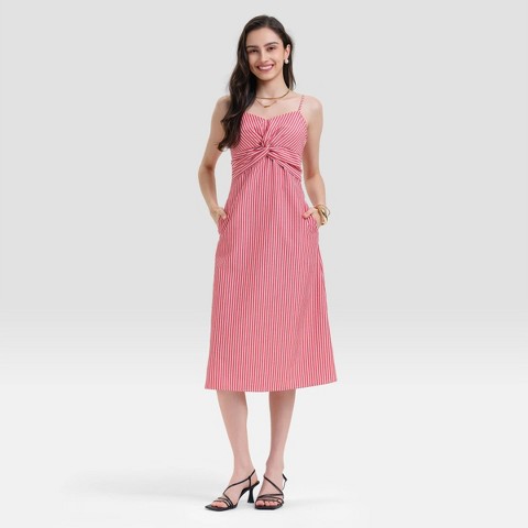 Женские платья A New Day Women's Twist-Front Midi Cami Dress - A New Day™ Red Striped S