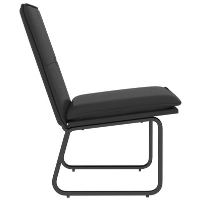 Black Faux Leather Armless Accent Chair with Metal Frame