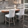 NicBex Set of 2 Velvet Bar Stools, Contemporary Style Button Tufting & Chrome Nailheads Bar Chairs, Wood Legs for Kitchen Island - 3 of 4