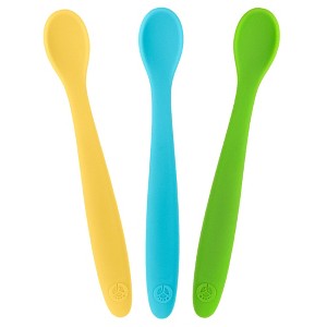 WeeSprout Silicone Baby Spoons, First Stage Infant Feeding Utensils With Soft-Tip, Set of 3 - 1 of 4