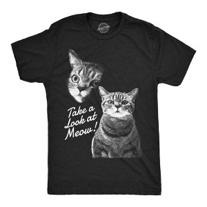 Mens Funny T Shirts Take A Loot At Meow Sarcastic Cat Graphic Novelty Tee For Men - Crazy Dog Men's T Shirt - 1 of 4