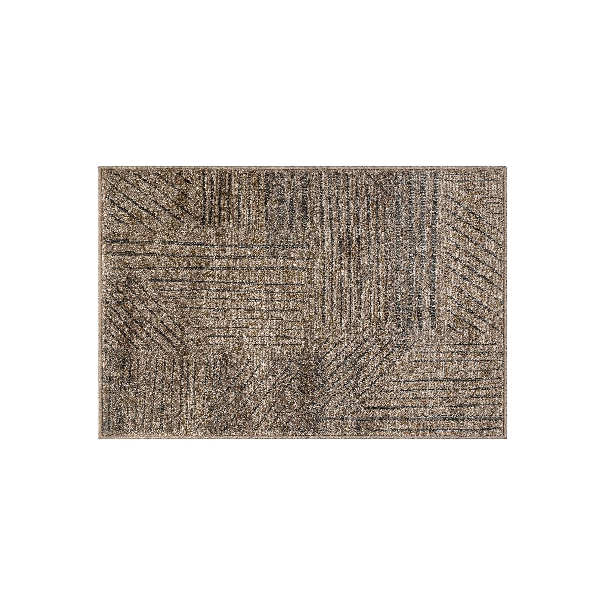 World Rug Gallery Modern Patchwork High-Low Indoor Area Rug, Neutral Geometric Design, Jute Backing, Living Room Bedroom Kitchen Rug