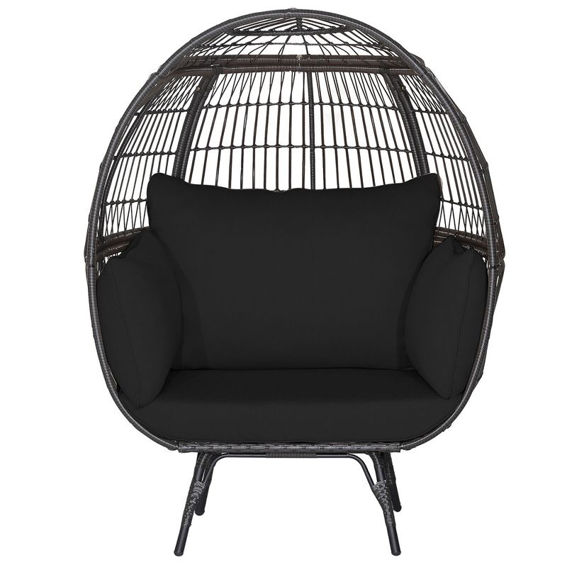 Tangkula Patio Rattan Wicker Lounge Chair Oversized Outdoor Metal Frame Egg Chair w/ 4 Cushions, 1 of 5