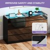 Modern 8 Drawer Dresser White Black Dresser with Deep Drawers Glass Top High Gloss Surface Storage Organizer Cabinet for Living Room - 4 of 4