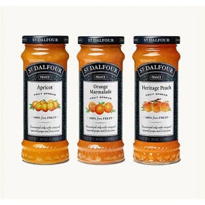 St. Dalfour Trio Set, Apricot, Orange Marmalade, and Peach Fruit Spreads Preserves 100% Fruits 10 Oz. (284 G) (3-Pc Set) - 1 of 4