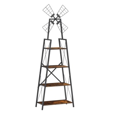 SEVOBAL Decorative Bookshelf Modern Narrow Bookcase with Windmill Inspired Design for Living Room, Multicolored, 22.83"*11.02"*67.72"