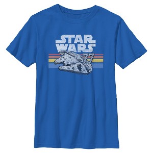Boys Star Wars Millennium Falcon 77' Vintage Stripes T Shirt - 1 of 4