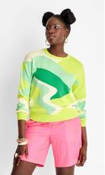 Women's Abstract Oversized Crewneck Sweater - Future Collective™ with Alani Noelle Yellow/Green