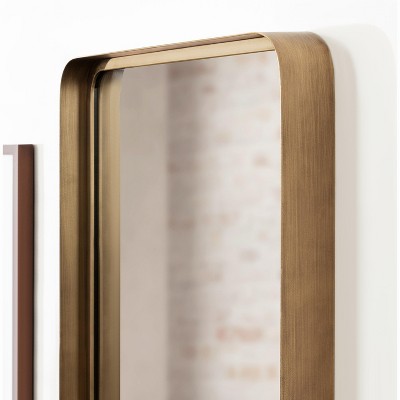 Armenta Antique Gold Soft Rectangle Metal Framed Wall Mirror, 20x42