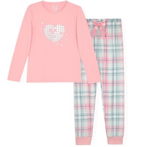 Sleep On It Girls 2-Piece Brushed Jersey Pajama Set - 1 of 4