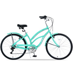 RISOKEYS 26” Beach Cruiser Bike,Beach Bike with 7 Speeds Drivetrain,Adult Bicycles,Good Stability,Smooth Riding Cruiser Bicycle - 1 of 4