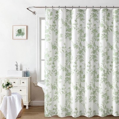 LunaLulinlk Sage Green Shower Curtain Cotton Floral Cottagecore Shower Curtain