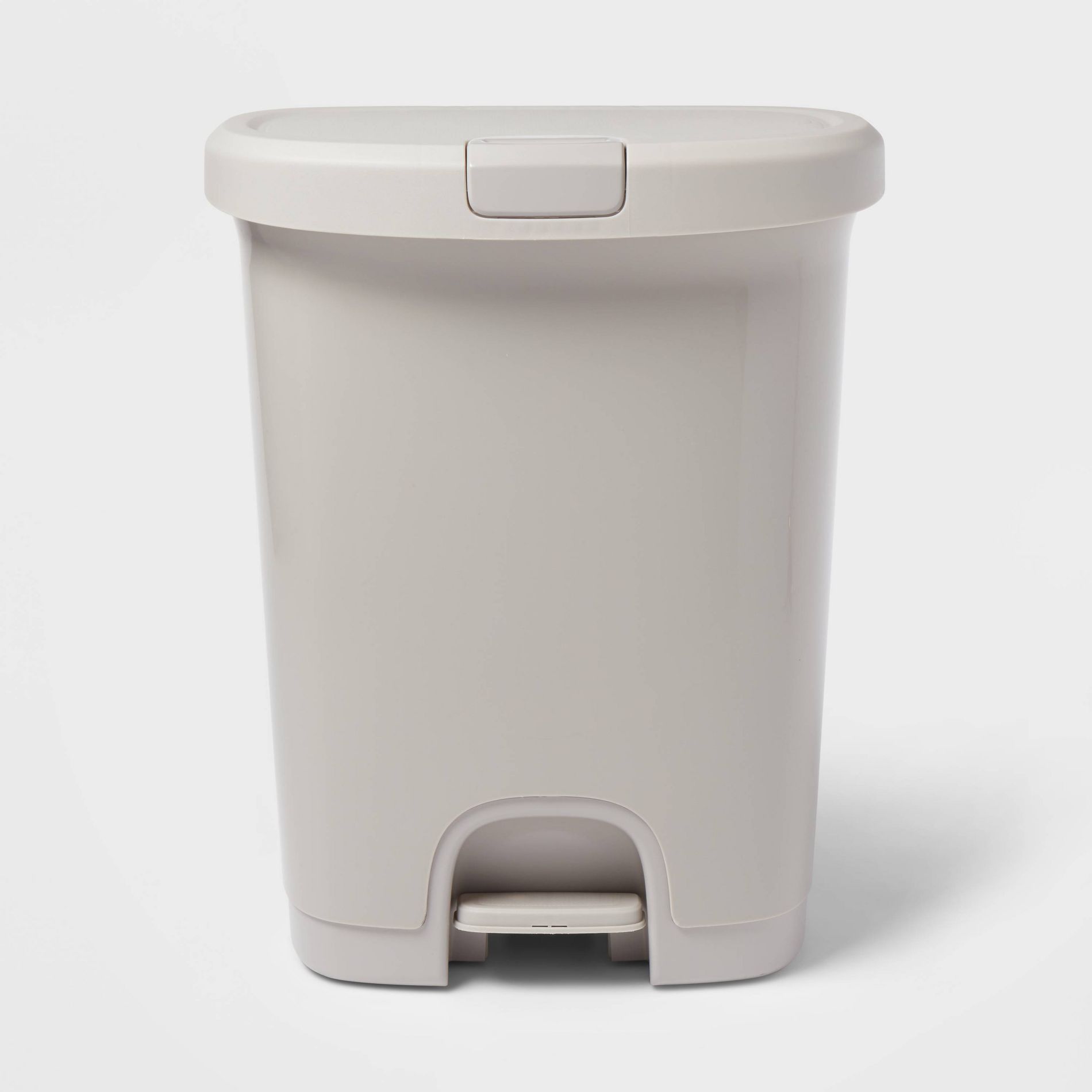 7gal Step Trash Can with Locking Lid Gray - Brightroom™: Plastic, Rectangle, Indoor, 7.7 Gallon, Step-On, Glossy Finish