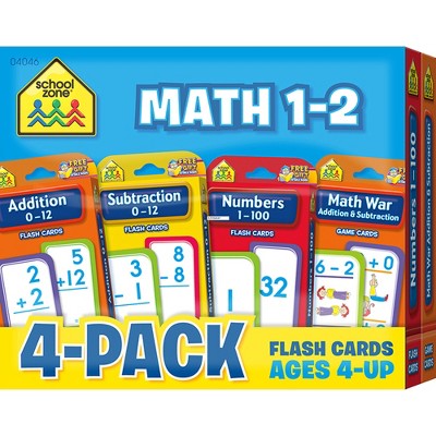 School Zone Publishing Math 1-2 Flash Card, 4-Pack