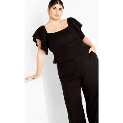 City Chic | Women's Plus Size Samara Linen Top - Black - 24w : Target