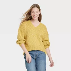 Women's V-Neck Pullover Sweater - Universal Thread™ Yellow M