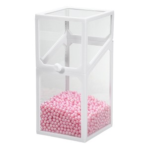 Unique Bargains Dustproof Faux Pearl Clear Makeup Brush Holder with Lid 1 Pc - 1 of 4
