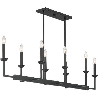 Elegant Black 52" Linear Candle Chandelier for Stylish Kitchens