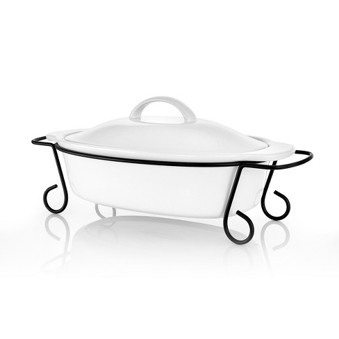 Gibson Elite Gracious Dining 2 Piece Oval Stoneware Bakeware with Lid and Metal Rack - image 1 of 4