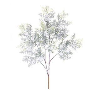 Snowy Cedar Branch Stems – 21.25"H Christmas Floral Picks (Set of 12) Plastic Holiday Accents by Melrose - 1 of 3