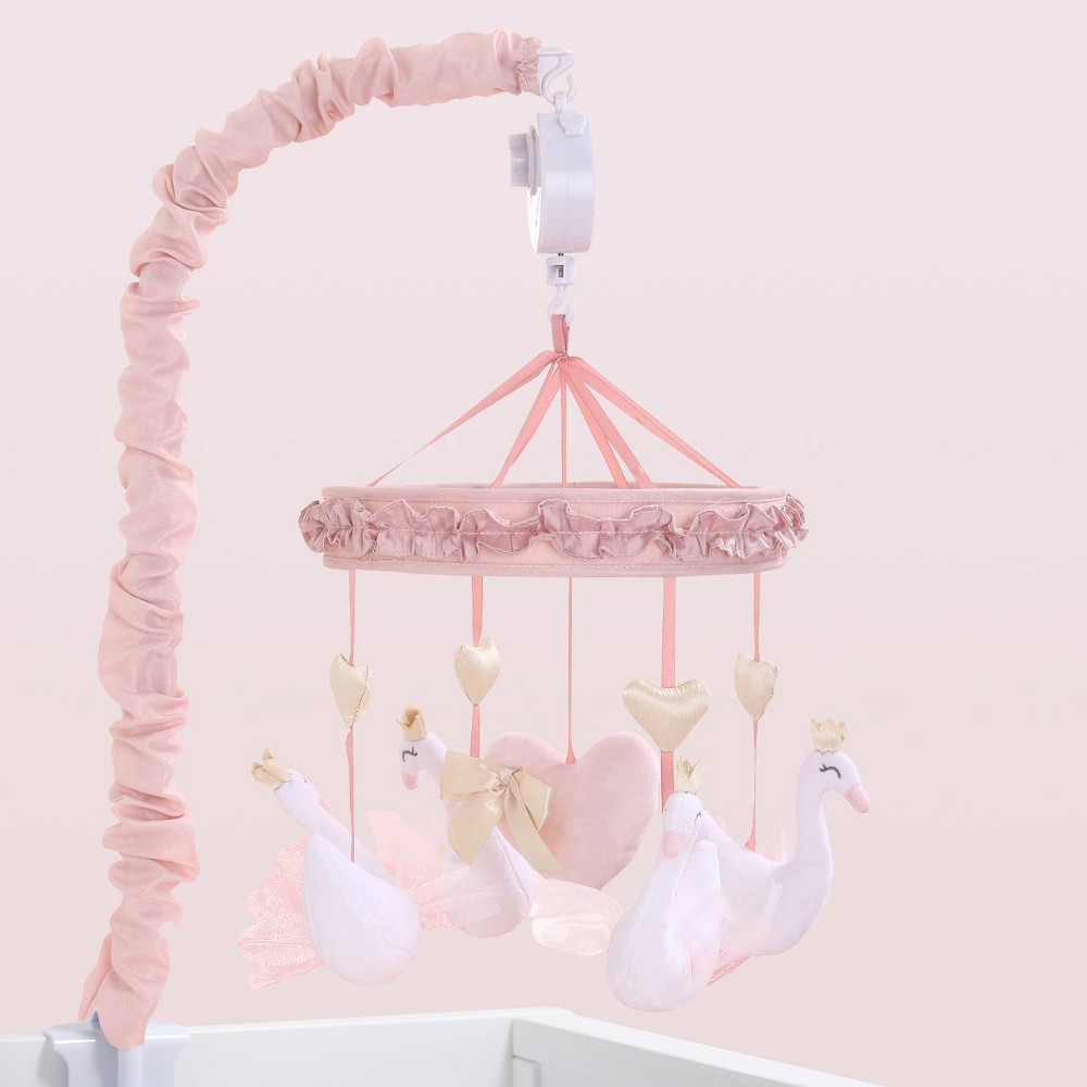 Photos - Baby Mobile The Peanutshell Grace Musical Mobile, Pink Swan and Gold Hearts