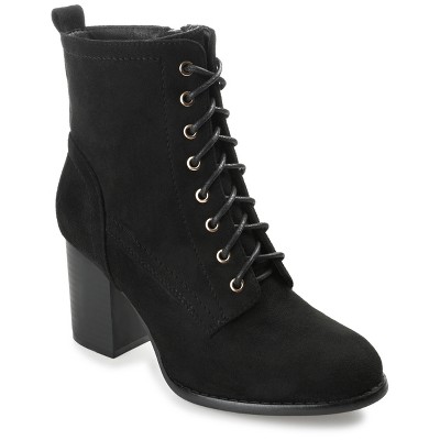 lace up thick heel booties