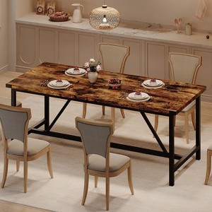 71-Inch Rectangular Dining Table for 8, Large Industrial Wood Kitchen Table with Durable Metal Frame, Perfect for Big Families - 1 of 4