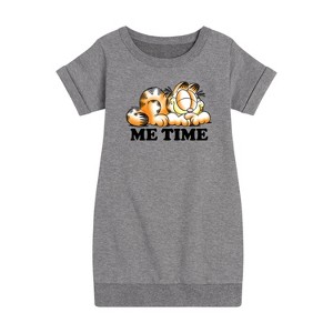 - Garfield - Me Time Sketch Graphic Short Sleeve Fleece Dress - 1 of 3