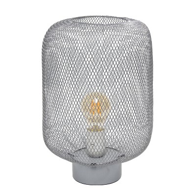 Metal Mesh Industrial Table Lamp Gray - Simple Designs