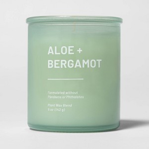 Tinted Glass Aloe + Bergamot Jar Candle Light Green - Threshold™ - 1 of 2