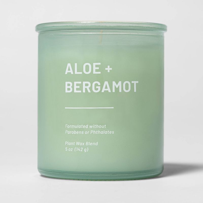 Tinted Glass Aloe + Bergamot Jar Candle Light Green - Threshold™, 1 of 9