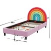 Twin Upholstered Rainbow Bed Frame, Velvet Kids Platform Bed with Slats, No Box Spring Needed - Baofuwish - 4 of 4