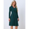 INSPIRE CHIC Women's Elegant Office Square Neck Long Sleeve Pleated A-line Dress - 2 of 4